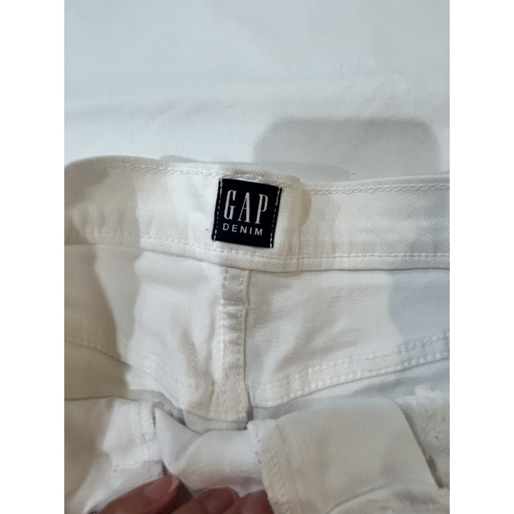 GAP Mid Rise White Denim Raw Hem Classic Boho Festival Summer‎ Short Women 2R/26 - Picture 3 of 10